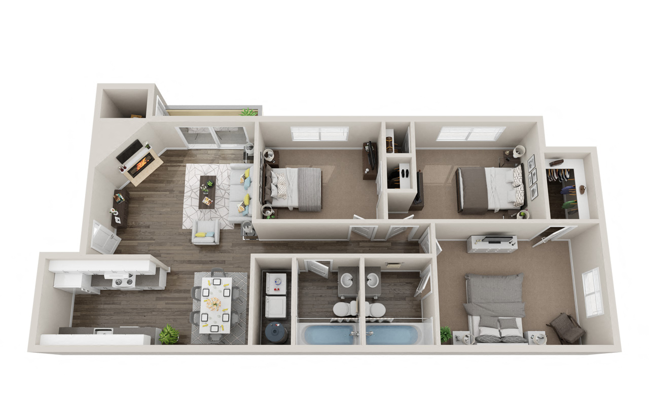 A floor plan of a 3 bedroom home in Mountlake Terrace. at Quartz Creek, Washington